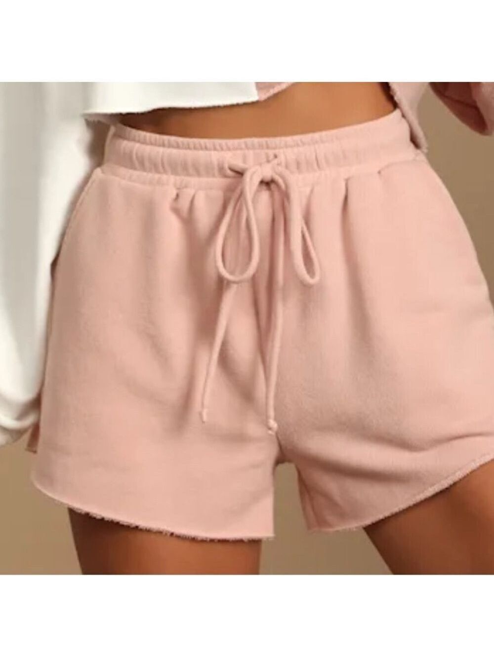 Lulus Leisurely Lifestyle Blush Pink Drawstring Lounge Shorts size Small
